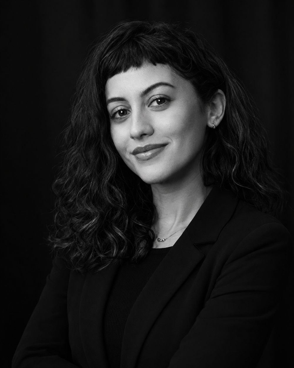 Camila Melo, black and white portrait