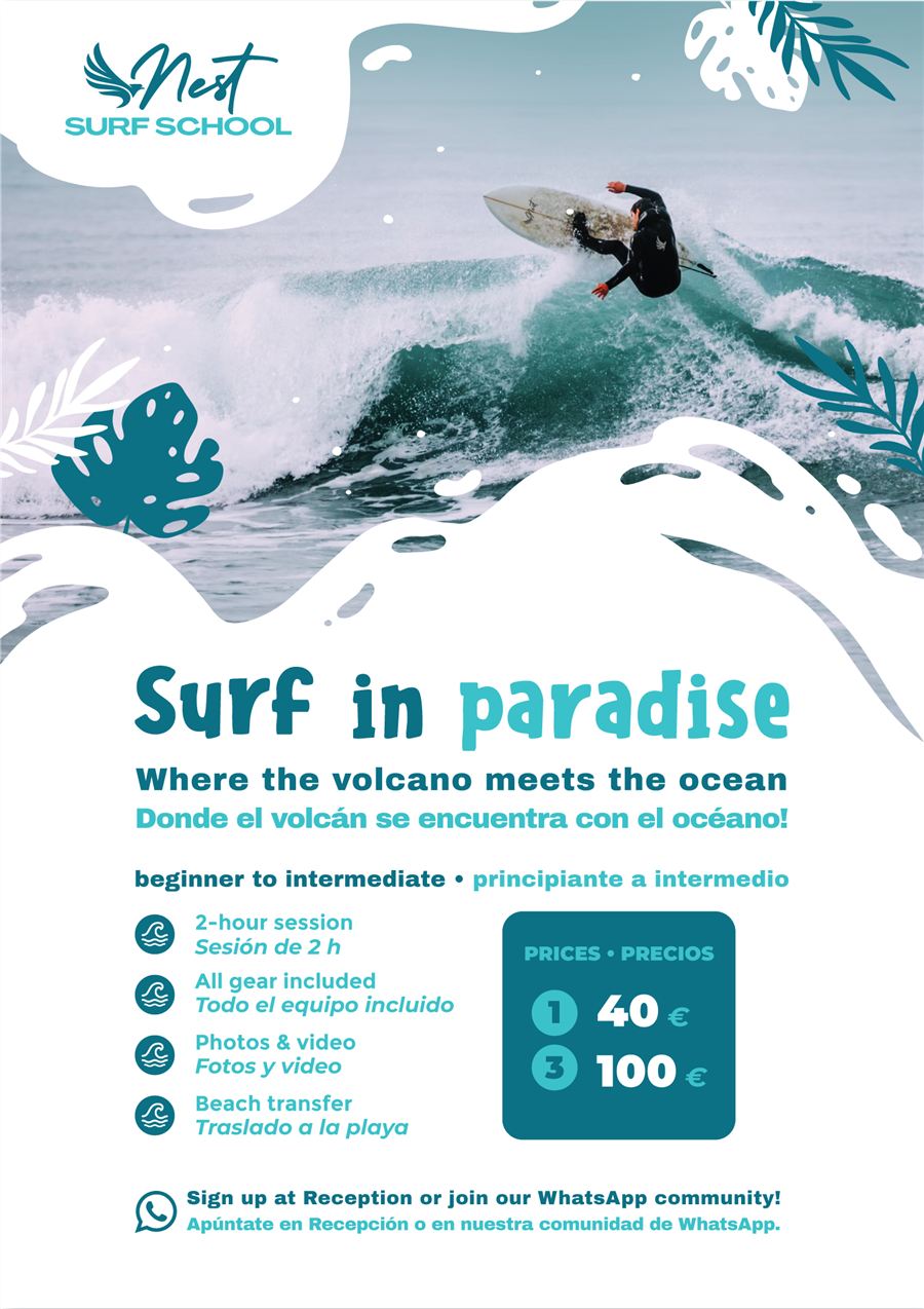 Surf in paradise poster for the Nest surf school